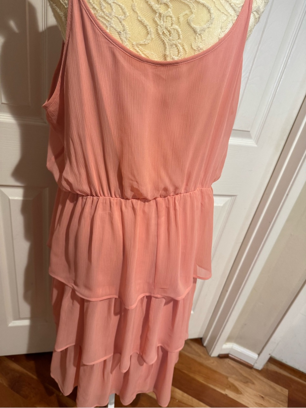 LC Lauren Conrad Peach Tiered Spaghetti-Strap Maxi Dress - Picture 2 of 6